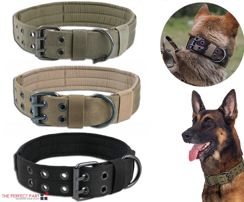 Wide Tactical Heavy Duty Nylon Large Dog Collar K9 Military with Metal Buckle